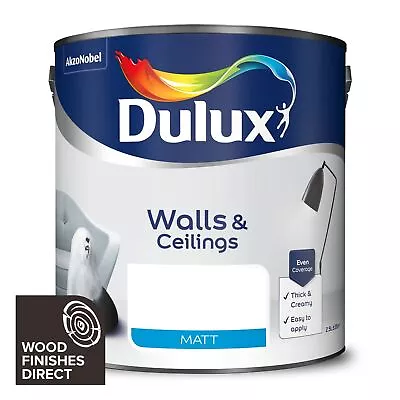 Dulux Walls & Ceilings Emulsion Matt Paint - 2.5L & 5L - All Colours - Free P&P • £7.89