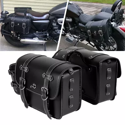 Motorcycle Side Saddle Bags For Suzuki M109R C50 VL1500 VZ800 Yamaha Road V Star • $109.99