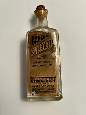 Antique Baker's Bottle Label Cork  Medicinal & Table Use  Mass. And Maine • $76