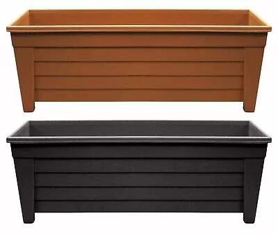£8.79 • Buy Plant Pot Trough Extra Long Plastic Planter Outdoor Garden 55cm Black/Brown