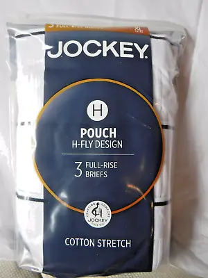 Jockey Pouch H Fly Design 3 Men's Full Rise Briefs XL White H Fly 1145 • $20.23
