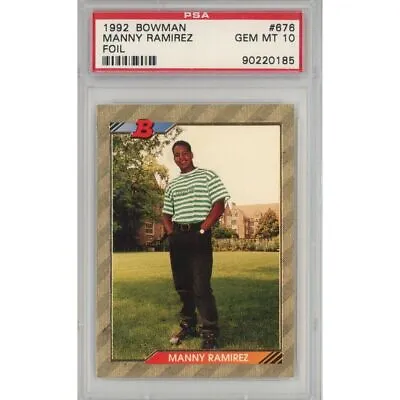 Graded 1992 Bowman MANNY RAMIREZ #676 Foil Rookie RC Baseball Card PSA 10 • $99.99