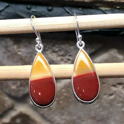 Natural Australian Mookaite Jasper 925 Solid Sterling Silver Earrings 40mm  • $69.99