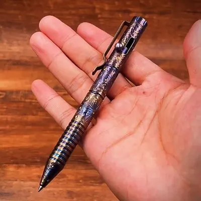 Titanium Alloy Meteorite Pattern Practical Ballpoint Pen Signature Pocket Pen • $25.90