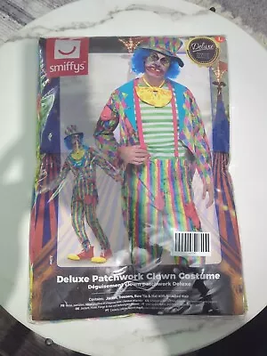 Halloween Clown Costume Smiffys Men's Deluxe Patchwork Clown Circus Adult Medium • £9.99