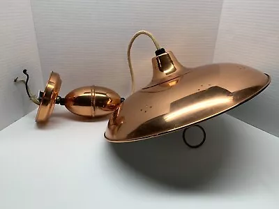 Vtg Mid Century MCM Ceiling Light UFO Saucer Pull Down Copper Fixture Union Made • $44.95