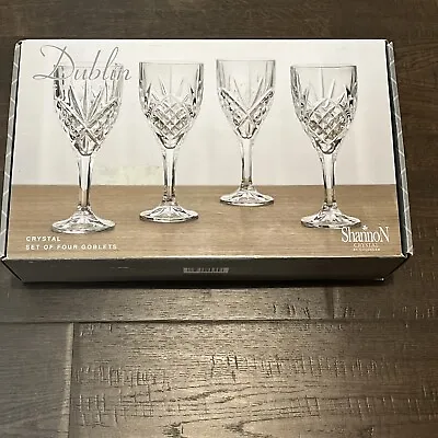 Shannon Crystal Dublin Set Of 4 Wine Goblets By Godinger - Kitchen/Barware 9 Oz • $35.99