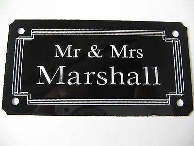 House Door Name Plate Plaque Sign High Gloss Black 4 X2  Screw Or Stick On* • £4.99