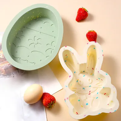 Easter Bunny Rabbit Chocolate Cookie Cake Candy Silicone Baking Mold Mould DIY • £5.15