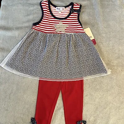 NEW~ Free Style Revolution Toddler Girl 2 PCs Patriotic Outfit 3T • $14.50