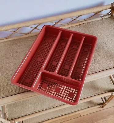 Vintage Retro Maroon Plastic Cutlery Tray | Caravan Campervan | 11  X 13.75  • £8