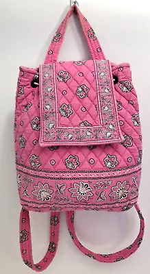 Rare Vintage Vera Bradley Pink Bandana Mimi Backpack Drawstring Closure GUC • $10.99