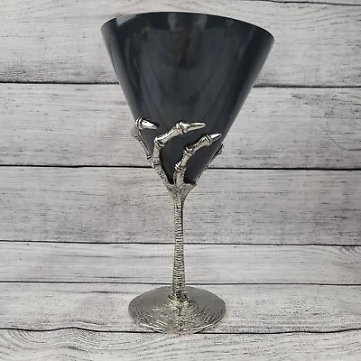 HALLOWEEN SKELETON HAND MARTINI GLASS COCKTAIL Goblet Stem Silver Party Goth • $23.96