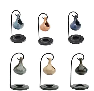 Ceramic Oil Burner Teardrop Shape Hanging With Metal Stand Wax Melt Tea Light • £6.49