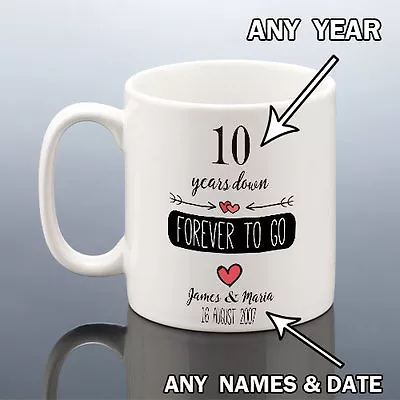 WEDDING ANNIVERSARY MUG First 1 5 10 15 YEARS Wife Husband Anniversary Gift Cup • £8.49
