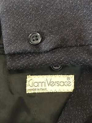Vintage Mens Gianni Versace Blazer Jacket Navy Blue Knit Italy Unique 40S 🔥 • $199.99