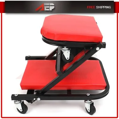 2 In 1 Foldable Mechanics Z Creeper Seat Rolling 36  Chair Garage Work Stool • $40.99