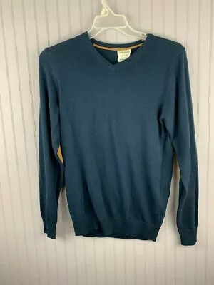 Nobel League Size S Mens Sweater New Blue V Neck Long Sleeve Elbow Patch • $23.45