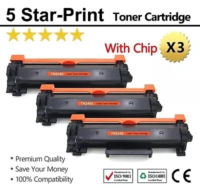 3 TN-2450 With Chip Toner For Brother MFC-L2713DW MFC-L2730DW MFC-L2750DW 2350DW • $69.89