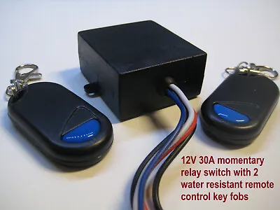 MSD-INC 12V 30A DC MOMENTARY Relay Switch With 2 Remote Control Key Fob RX10M2 • $25