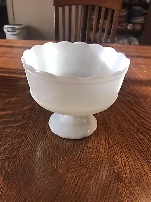Vintage E.O. Brody Co. Milk Glass Pedestal Fruit Bowl Compote #M6000 Made In USA • $15