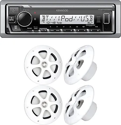 Kenwood KMR-M332BT Stereo Marine Bluetooth Receiver & 2 Pairs 6.5  Speakers • $196