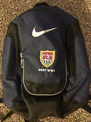 Vintage Nike 2007 WWC Soccer Embroidered Multipocket Blue Backpack • $40