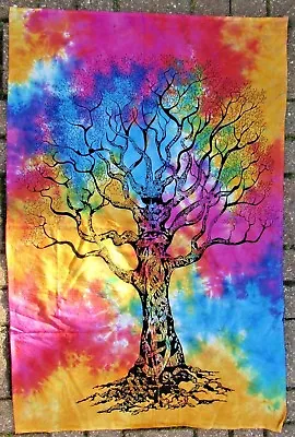 Fair Trade Hand Made Crafted Fabric Tie Dye Celtic Tree Of Life Wall Art Hanging • £14.99