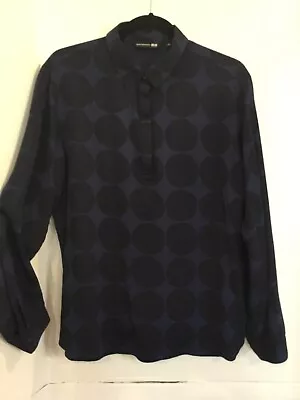 MARIMEKKO X UNIQLO Navy & Black Polka Dot Tunic Top M Rayon Shirt Long Sleeves • $44