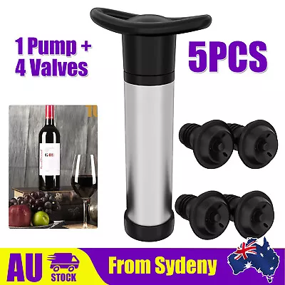 Wine Saver Vacuum Pump Sealer Preserver Set With 4 Valves Air Bottle Stoppers I • $11.50