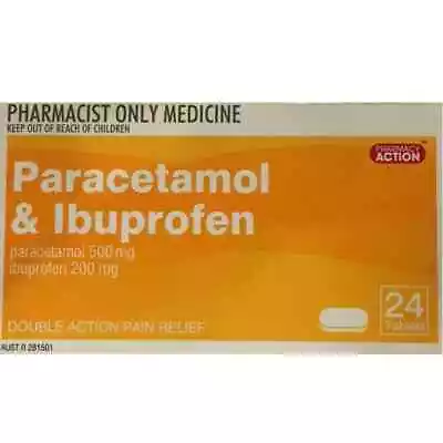 Pharmacy Action Paracetamol & Ibuprofen 24 Tablets  EXP 09/24  • $7.78