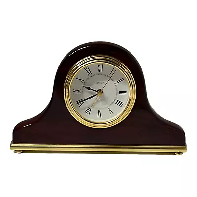 Linden Quartz Movement Wood Mantle Shelf Desk Alarm Clock Mahogany Finish Small • $24.99