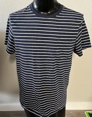 J. Crew T Shirt Mens Blue Short Sleeve Striped Nautical Casual Slim Fit XL • $14.99