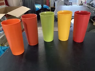 Vintage Retro Tupperware Stackable Colorful Drink Cups 18oz (5) • $24.99