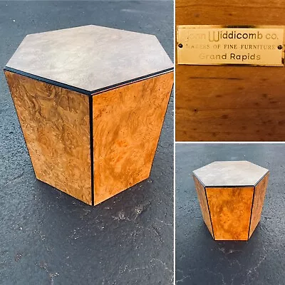 Excellent Mid Century Modern Burl Hexigon Cube Table By John Widdicomb • $375