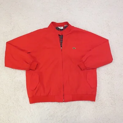 Lacoste Jacket Mens Extra Large Red Bomber Izod Plaid Lined Vintage 90s • $29.99