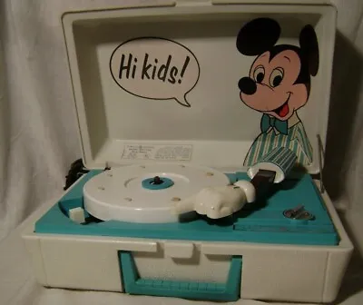 General Electric Mickey Mouse Vintage Record Player - PLAYS BUT MUFFLED/QUIETED • $24.99