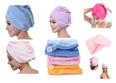 Hair Turban Towel  Microfibre Head Wrap Quick Dry Drying Bath Shower Hat Cap • £2.99