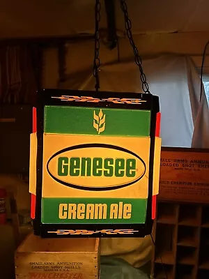 Vintage Genesee Beer Sign  Box Light Hanging Light Cream Ale Rochester NY Beer • $119