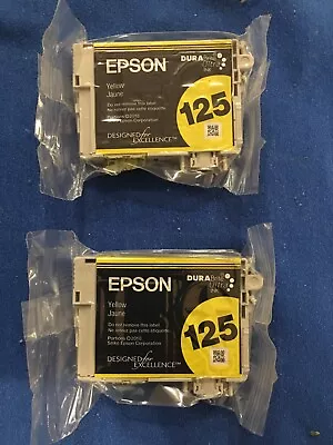 2 New Genuine Epson 125 Yellow Ink Cartridges Sealed No Box • $14.99