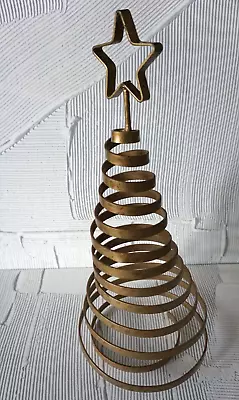 Vintage Coiled Metal Christmas Tree Star Topped Tabletop Springy Swirl Rustic • $36.97