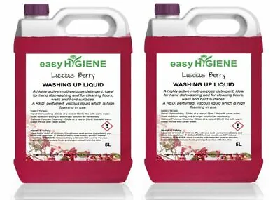 £16.95 • Buy Luscious RED BERRY 10L WASHING UP LIQUID 2x 5 Litre Five Perfumed
