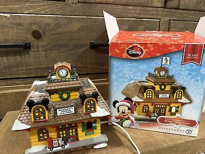 Dept 56 Disney Village Mickey's Train Station Christmas MINT Condition  NO FLAGS • $35