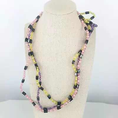 3 Magnetic Therapy Hematite 36  Beaded Wrap Necklace Bracelet Green Purple Pink • $11.20