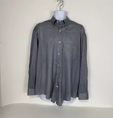 VTG Men’s XL Menta Heather Gray Dress Shirt Long Sleeve Button Up Italy • $24