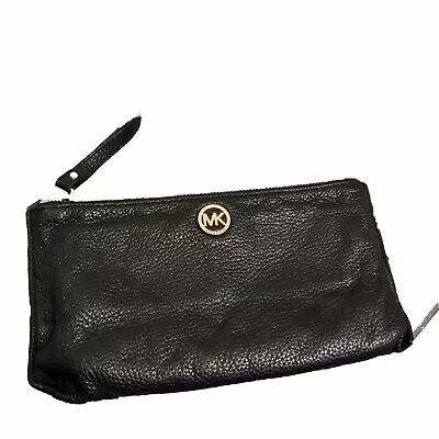 Michael Kors Fulton Black  Zip Clutch Wristlet Pebbled Leather • $23.99