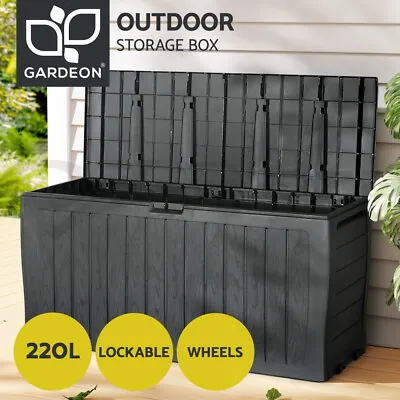 Gardeon Outdoor Storage Box 220L Lockable Garden Deck Toy Shed Tool Organiser • $109.95