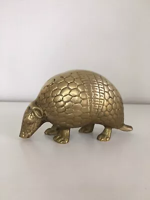 Vintage 1970’s Solid Brass Armadillo Paperweight Southwest Gold Decor • $19.49