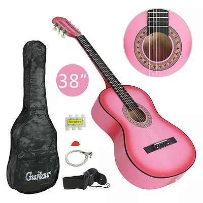 Beginner Package Guitar Kids Musical Gift 38  Pink Acoustic Guitar Starter  New • $43.58