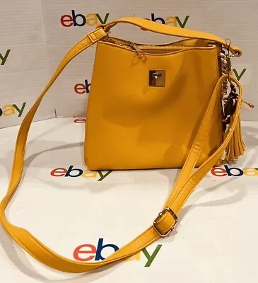 Women’s Crossbody/over Shoulder Mustard Handbag Purse Gold Accents 8.5”x9” NWOT! • $19.99